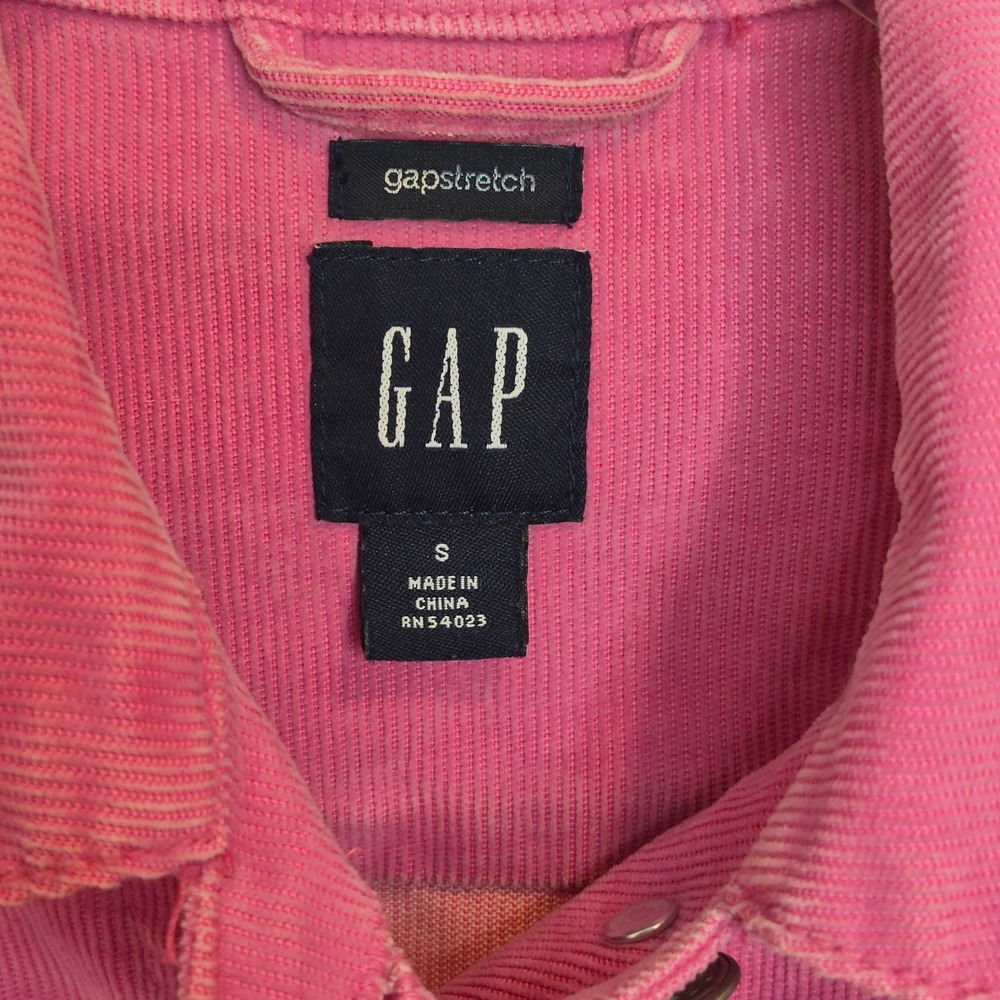 GAP Vintage Hot Pink Corduroy Cropped Trucker Jacket Y2K Barbiecore Pop Color S - Picture 6 of 11